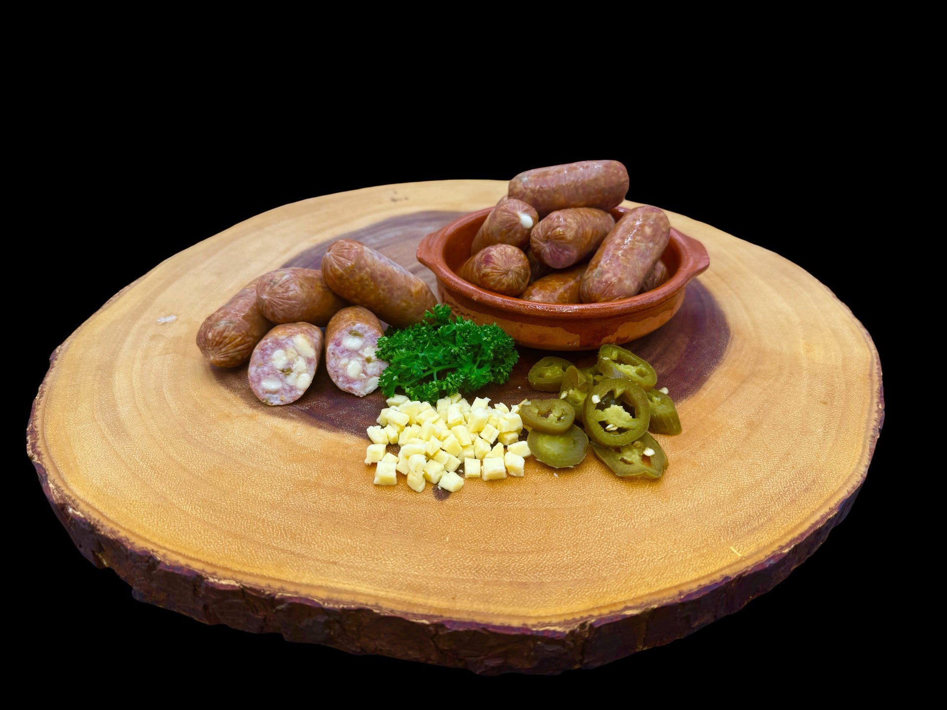 salchica's 15 x 40 gram. rookworstjes gevuld met kaas en jalapenos